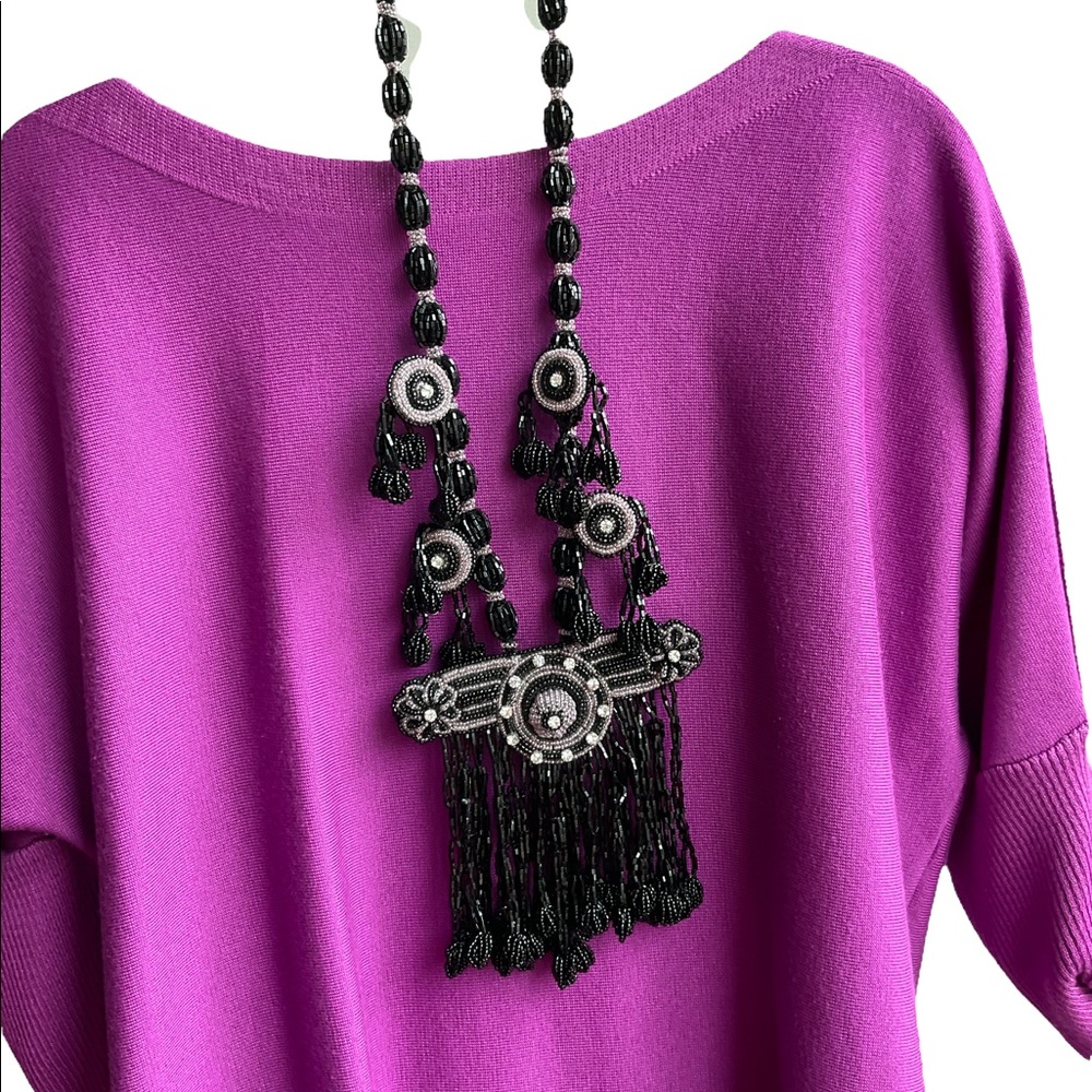 Handcrafted In Morocco Statement Beaded Necklace - image 3